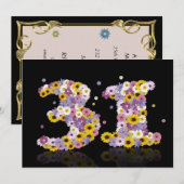 31e verjaardag, met bloembollen letters kaart (Voorkant / Achterkant)