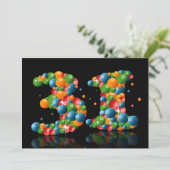 31e verjaardag, met bubbels en ballen kaart (Staand voorkant)