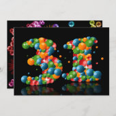 31e verjaardag, met bubbels en ballen kaart (Voorkant / Achterkant)