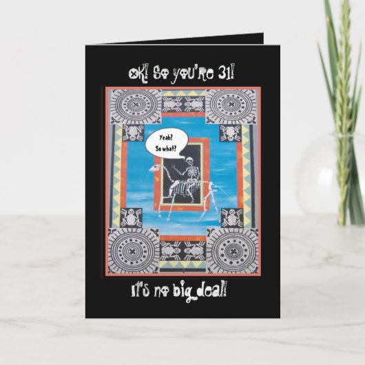 31e verjaardag met skelet rijden op een paard kaart (Voorkant)