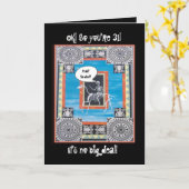 31e verjaardag met skelet rijden op een paard kaart (Gele Bloem)