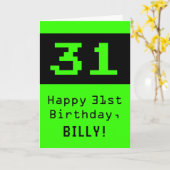 31e verjaardag: Nerdy / Geeky stijl "31" en naam Kaart (Gele Bloem)