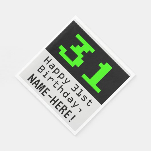 31e verjaardag - Nerdy / Geeky Style "31" & Naam Servet (Hoek)