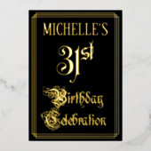31e verjaardag Partij — Fancy Manuscript & de Naam Folie Uitnodiging (Voorkant)