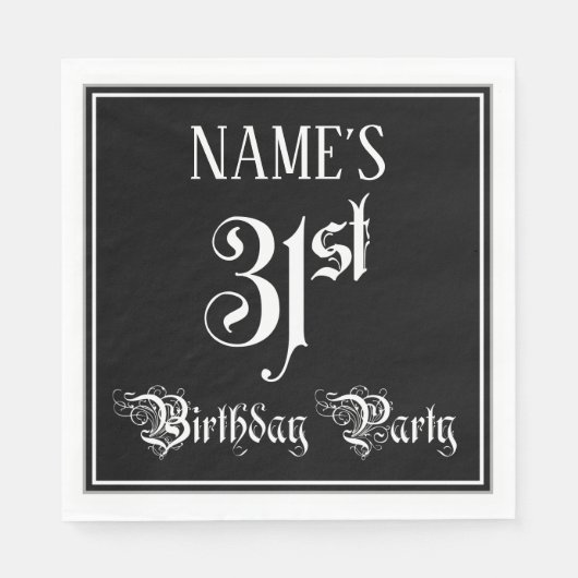 31e verjaardag Partij — Fancy Manuscript + de Naam Servet (Voorkant)