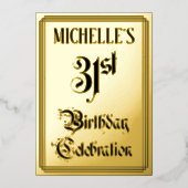 31e verjaardag Partij — Legant Manuscript + de Naa Folie Uitnodiging (Voorkant)