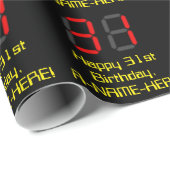 31e verjaardag: Red Digital Clock Style "31" + naa Cadeaupapier (Rol Hoek)