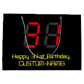 31e verjaardag: Red Digital Clock Style "31" + naa Groot Cadeauzakje (Achterkant)