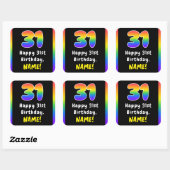 31e verjaardag: Regenboogspectrum # 31, Aangepaste Vierkante Sticker (Vel)