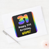 31e verjaardag: Regenboogspectrum # 31, Aangepaste Vierkante Sticker (Envelop)
