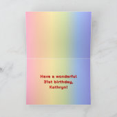 31e verjaardag: Regenboogtekst, aangepaste foto's  Kaart (Binnen)