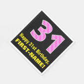 31e verjaardag: Roze strepen en harten "31" + Naam Servet (Hoek)