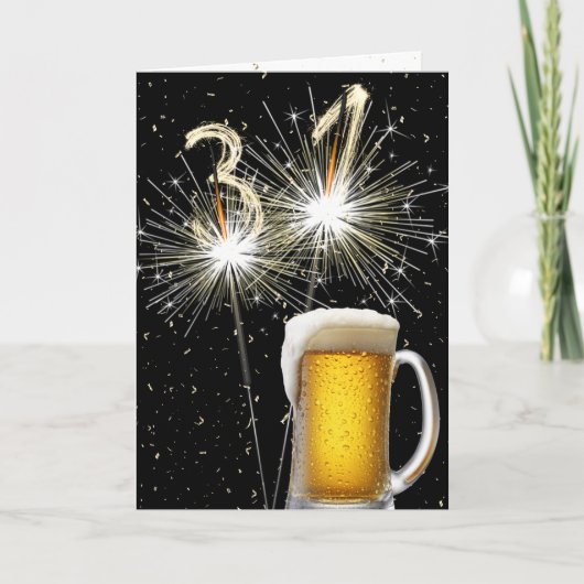 31e Verjaardag Sparklers met Beer Mok Kaart (Voorkant)