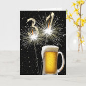 31e Verjaardag Sparklers met Beer Mok Kaart (Gele Bloem)