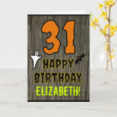 31e verjaardag: Spooky Halloween Theme, Aangepaste Kaart (Gele Bloem)