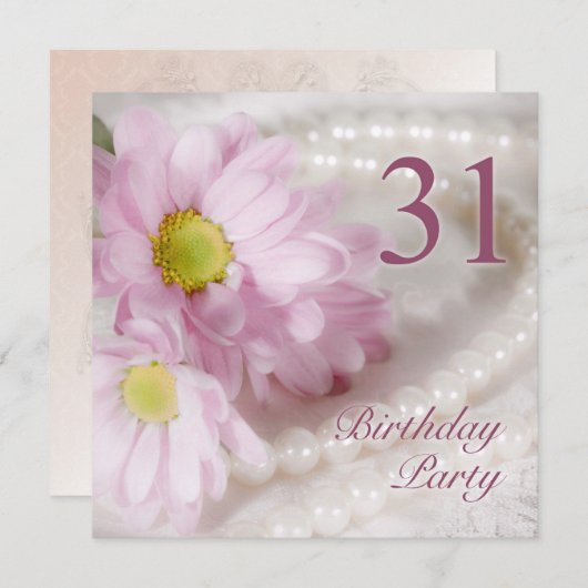 31e verjaardag uitnodiging met madeliefjes (Voorkant / Achterkant)