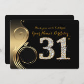 31e, Verjaardag Uitnodiging, Nummer Diamant, Foto Kaart (Voorkant / Achterkant)