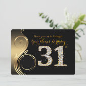 31e, Verjaardag Uitnodiging, Nummer Diamant, Foto Kaart (Staand voorkant)