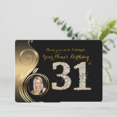 31e, Verjaardag Uitnodiging, Nummer Diamant, Foto Kaart (Staand voorkant)