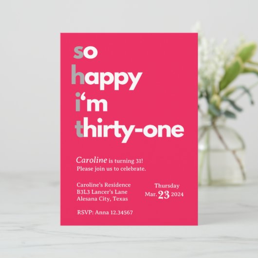 31e Verjaardag Uitnodiging voor Haar Dertig Één Bd (Staand voorkant)
