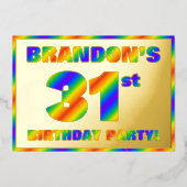 31e verjaardag van de Fun, regenboogspectrum "31" Folie Uitnodiging (Voorkant)