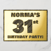 31e verjaardag van de partij van Birthday - Vette, Folie Uitnodiging (Voorkant)