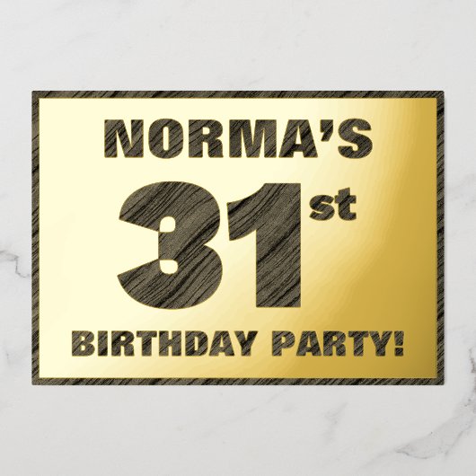 31e verjaardag van de partij van Birthday - Vette, Folie Uitnodiging (Voorkant)