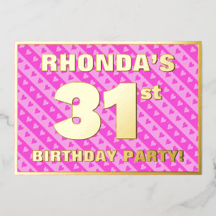 31e verjaardag van de vuurroze harten en strips folie uitnodiging