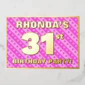 31e verjaardag van de vuurroze harten en strips folie uitnodiging (Voorkant)