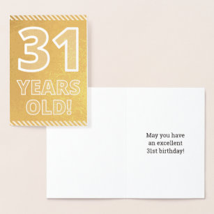 31e verjaardag: Vet "31 JAAR OUD!" Gold Foil-kaart Folie Kaarten