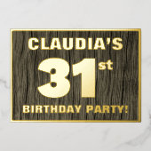 31e verjaardag: Vet, Faux-houten graan Pattern Folie Uitnodiging (Voorkant)