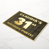 31e verjaardag: Vet, Faux-houten graan Pattern Folie Uitnodiging (Gedraaid)