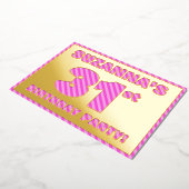 31e verjaardag — Vet, vuurtje, roze band # 31 Folie Uitnodiging (Gedraaid)