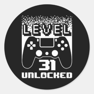 31e verjaardag voor mannen Level 31 Unlocked Gamer Ronde Sticker