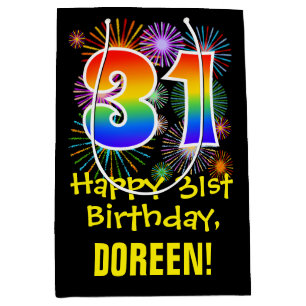 31e verjaardag: Vuurwapenpatroon en regenboog 31 Medium Cadeauzakje