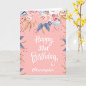 31e verjaardag Waterverf botanische roze Floral Kaart (Gele Bloem)