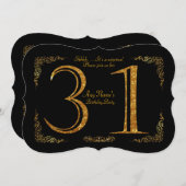 31e, Verjaardagsfeest 31e, grote Gatsby, zwart & g Kaart (Voorkant / Achterkant)