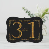 31e, Verjaardagsfeest 31e, grote Gatsby, zwart & g Kaart (Staand voorkant)