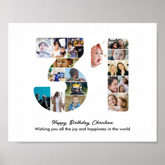 31e Verjaardagsfeest Nummer 31 Fotocollage Poster (Voorkant)
