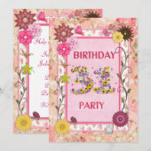 31e verjaardagsfeestuitnodiging met bloemenlijst kaart (Voorkant / Achterkant)