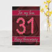 31e verjaardagskaart met rozen en bladeren kaart (Gele Bloem)