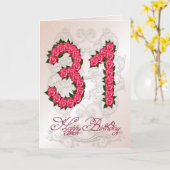 31e verjaardagskaart met rozen en bladeren kaart (Gele Bloem)