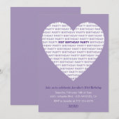 31e verjaardagsuitnodiging Meisje typografie Paars Kaart (Voorkant / Achterkant)