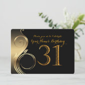 31st, Birthday Uitnodiging, Aantal Glitter Gold, F Kaart (Staand voorkant)