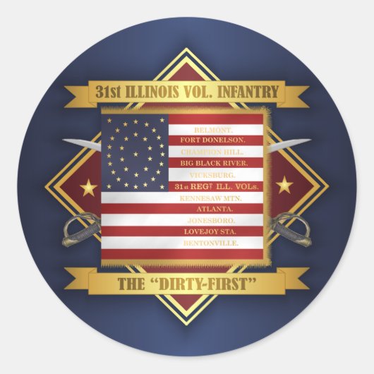 31st Illinois Volunteer Infantry Ronde Sticker (Voorkant)