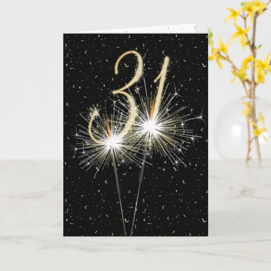 31ste bruiloft-sparklers kaart (Gele Bloem)
