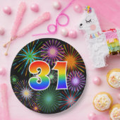 31ste evenement - Fun, kleurrijk, vet, regenboog 3 Papieren Bordje (Feest)