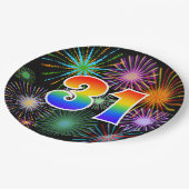 31ste evenement - Fun, kleurrijk, vet, regenboog 3 Papieren Bordje (Gekanteld)