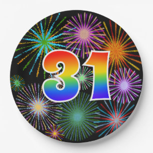 31ste evenement - Fun, kleurrijk, vet, regenboog 3 Papieren Bordje
