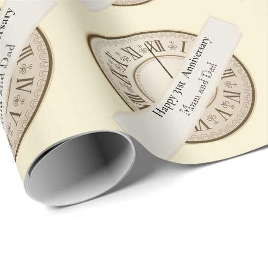 31ste Jubileum voor bruiloft, bewerkbaar Cadeaupapier (Rol Hoek)